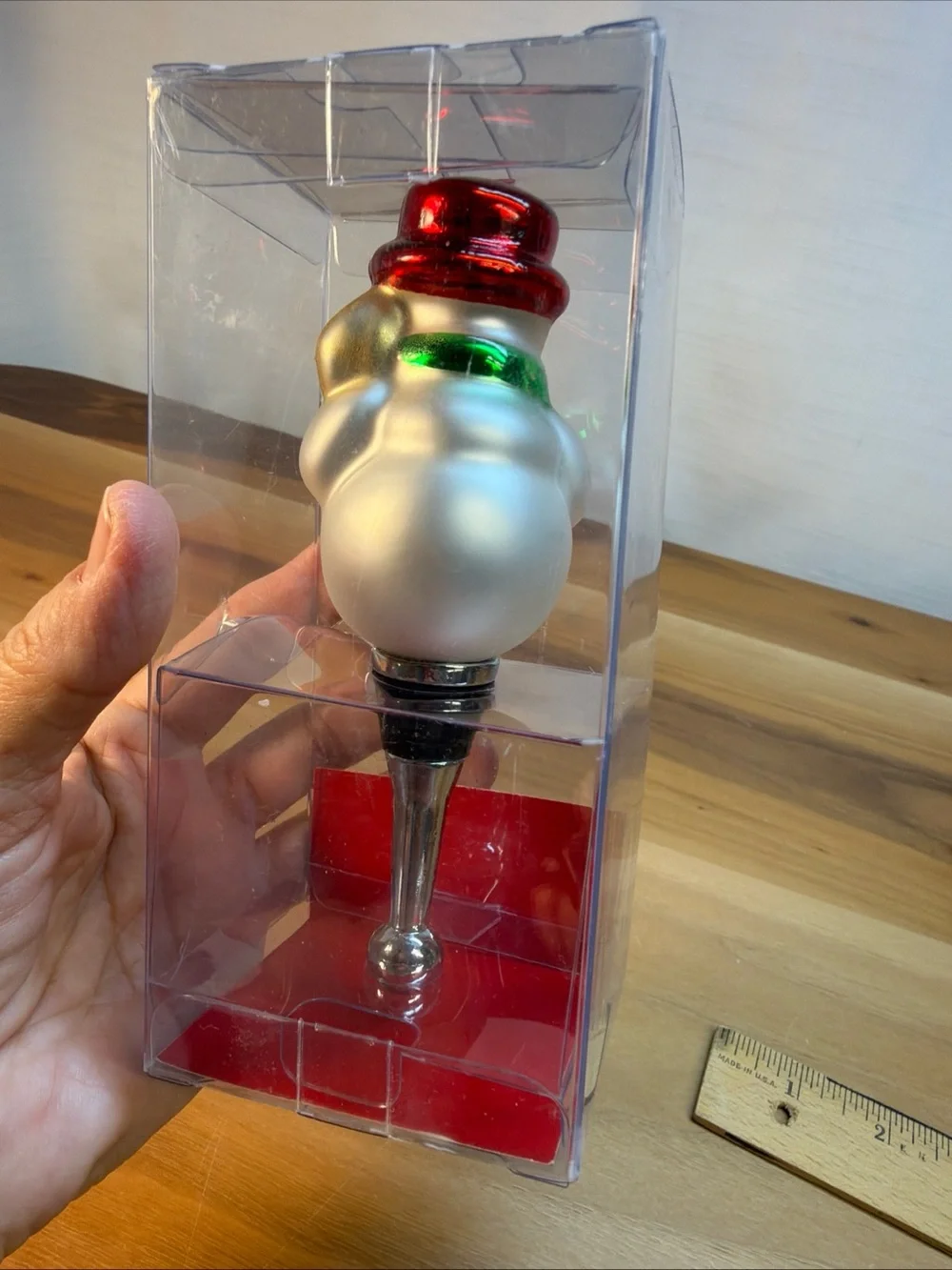 New Pier 1 Imports Christmas Snowman Wine Bottle Stopper Night Bar Decor